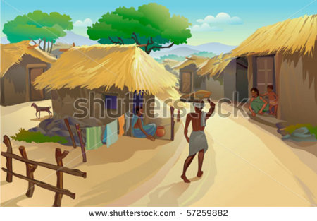 Indian Village Life  Dwellers In Hut And A Man Walking Shutterstock