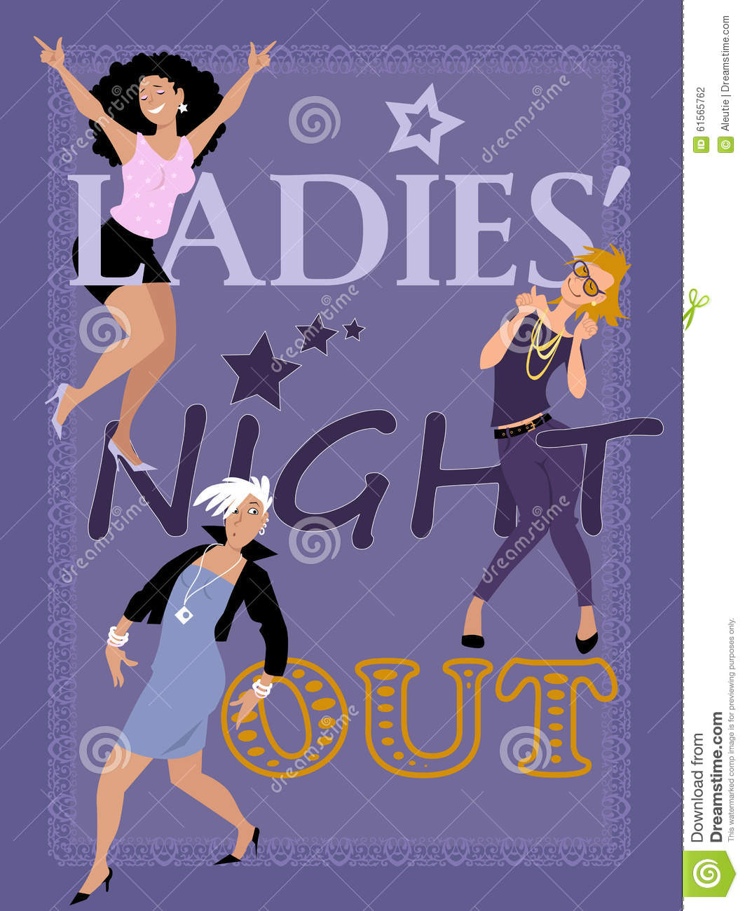 Ladies  Night Out Invitation Design With Three Stylish Fun Women