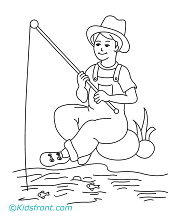 Man Is Fishing Man Is Fishing Coloring Page For Kids