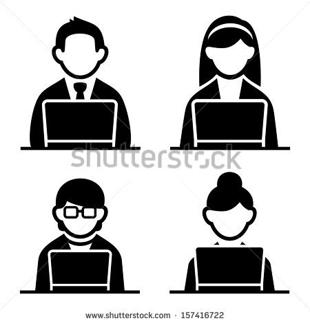 Person On Computer Stock Vectors   Vector Clip Art   Shutterstock