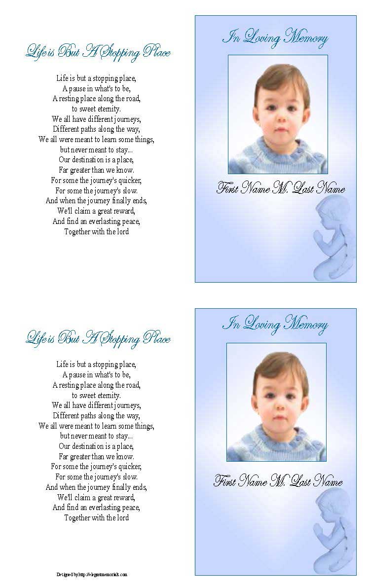 Precious Blue Angel Funeral Card Template