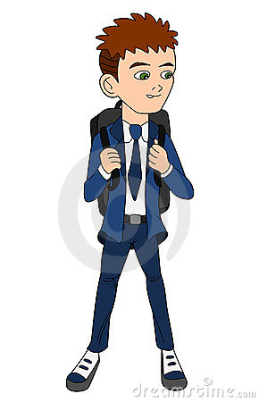School Kid In Uniform Illustration Carrying A Backpack Isolated On A