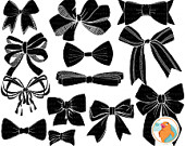 Silhouette Clipart Digital Stamps Bow Tie Instant Download Clipart    