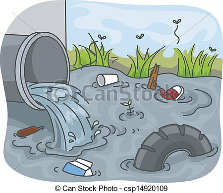 Vector Clipart Of Industrial Waste Water Pollution   Illustration Of