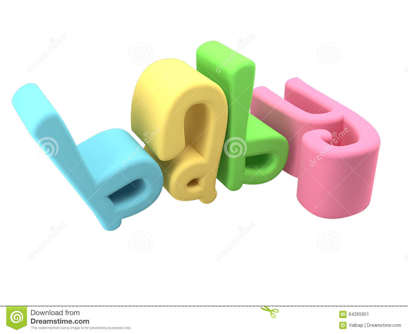 Word In 3d Cute Rubber Text Playdough Stock Photo   Image  64265951