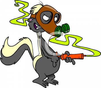 Cartoon Skunk Wearing A Gas Mask As He Emits His Stinky Odor   Royalty    