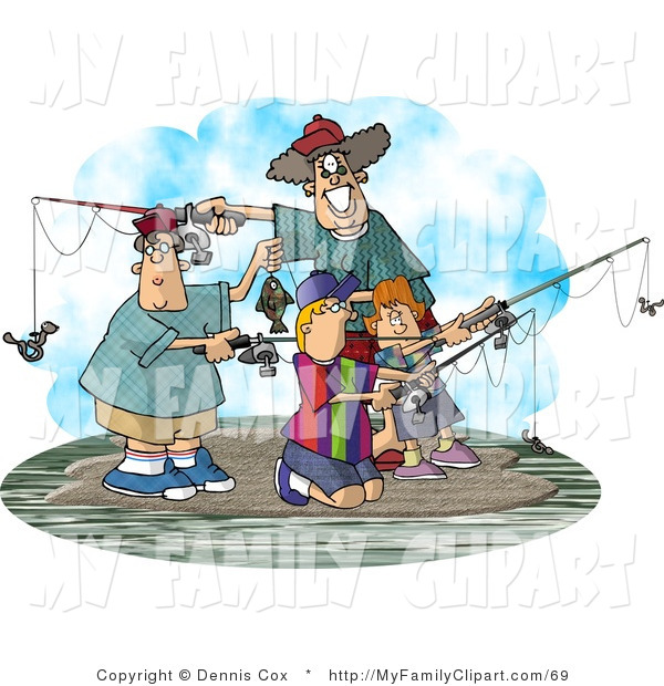 Clip Art Of A Family Going On A Fishing Trip Together On An Island By    