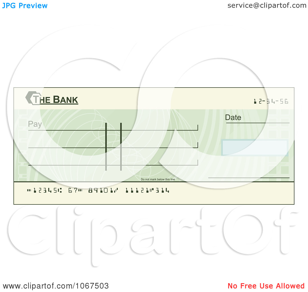 Clipart Blank Green Blank Cheque   Royalty Free Vector Illustration By