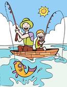 Clipart Of A Man Going On A Fishing Trip