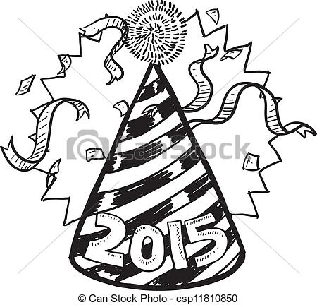 Doodle Style New Year S Eve Celebration Sketch Including Party Hat