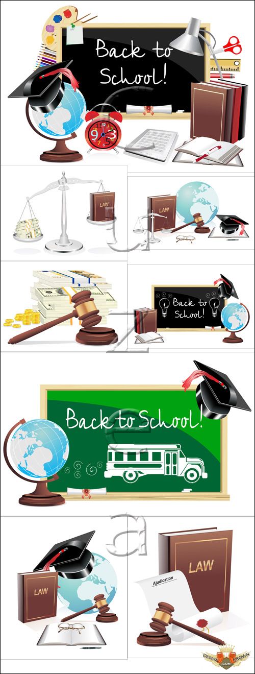 Free Clipart Back To School   Drawing Boards Books Globes