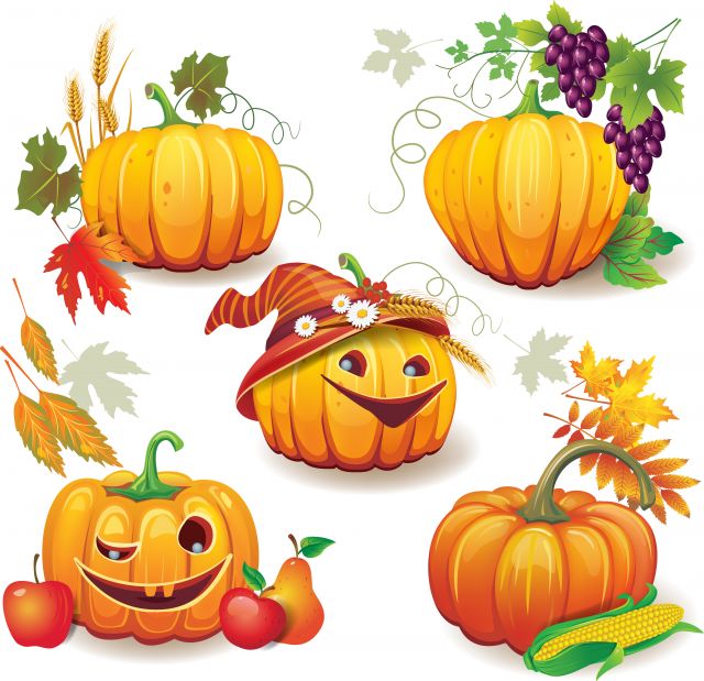 Funny Autumn Pumpkins Vector Graphic 02   Vector Food Free Download