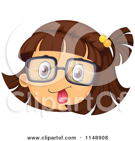 Goofy Brunette Girls Face With Glasses
