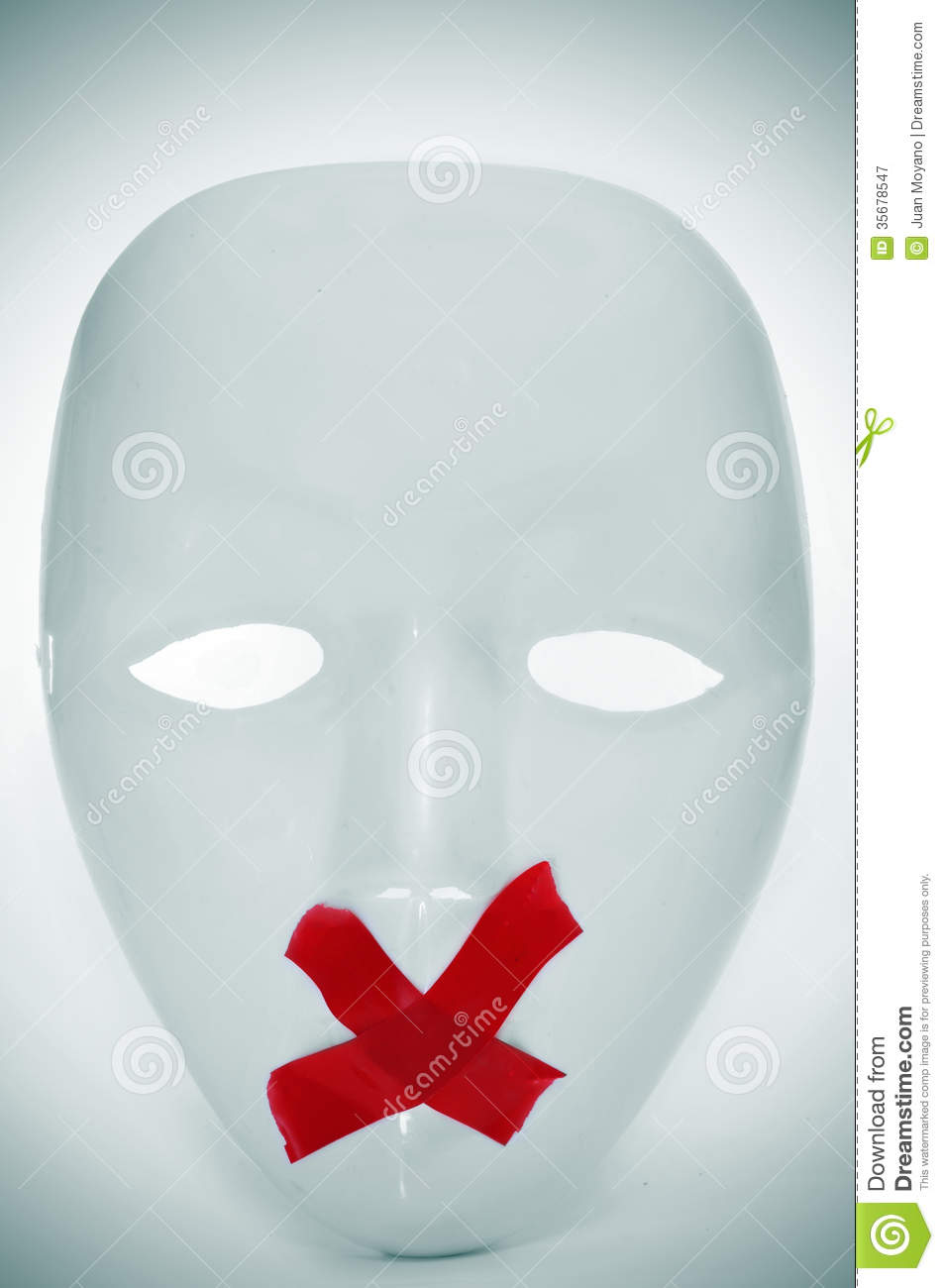 Mask With Its Mouth Shut With Red Tape Editorial Photography   Image    
