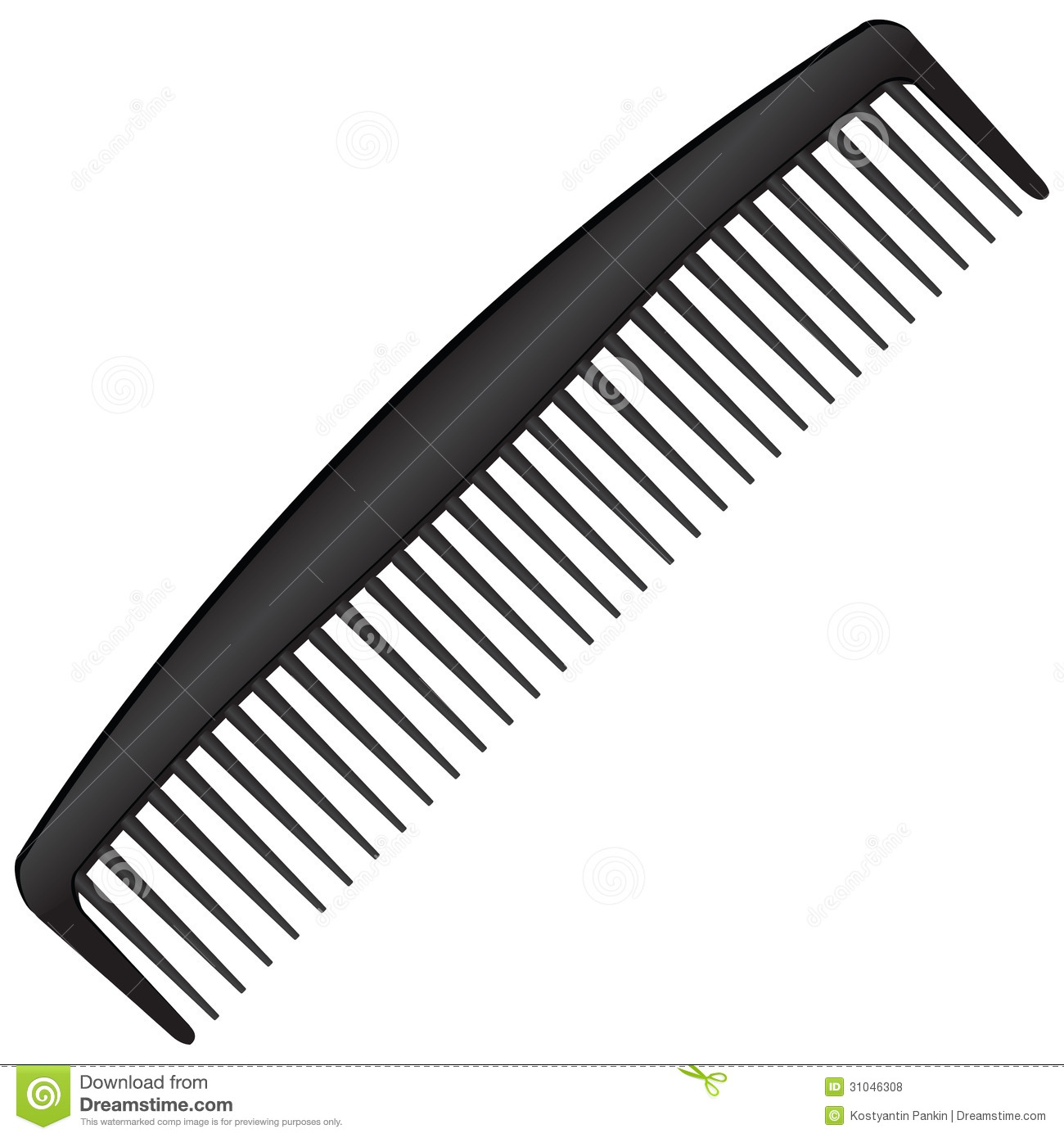 Mens Black Comb With A Few Teeth  Vector Illustration