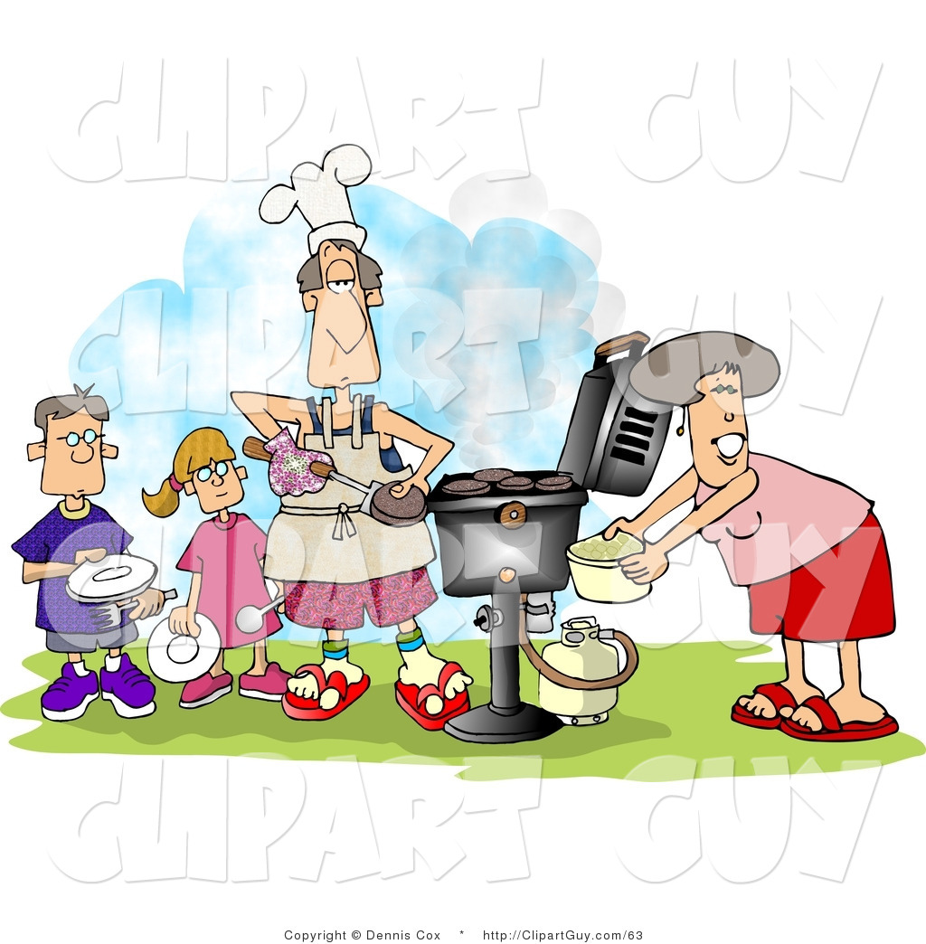 Preview  Clip Art Of A Family Outside Cooking At A Bbq By Djart