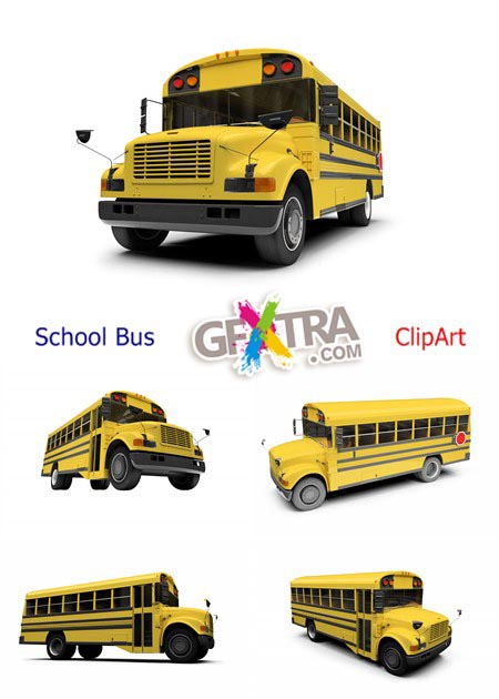School Bus   Clipart   Vector Photoshop Psd Template 3d After    