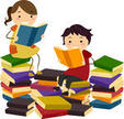     Stick Kids Reading Books From Piles Of Reading Materials 113728435 Jpg