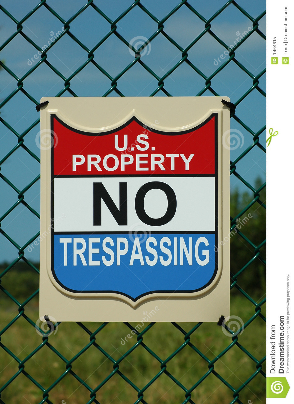 Us Property  No Trespassing Sign