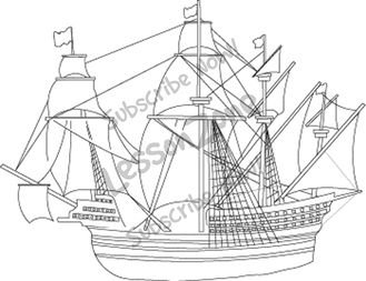 118295z01 Clipart Tudor Ship Bw01
