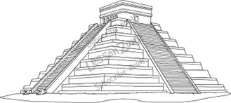 Aztec Pyramid Clipart Aztec Pyramid B W  Clipart