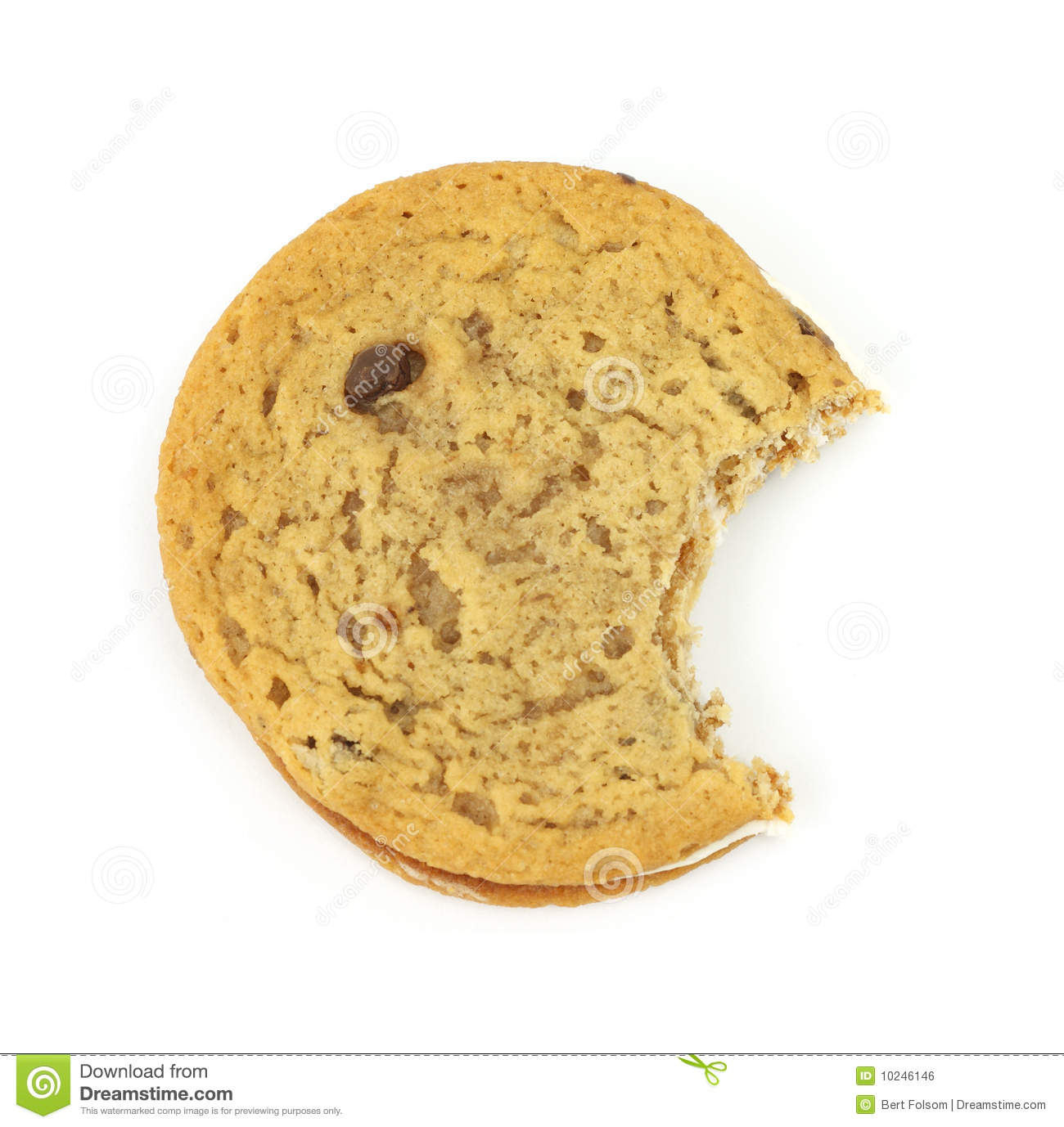 Bitten Chocolate Chip Creme Cookie Royalty Free Stock Image   Image