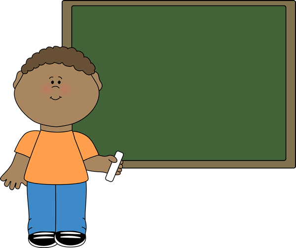 Boy Standing At A Chalkboard With A Piece Of Chalk In His Hand