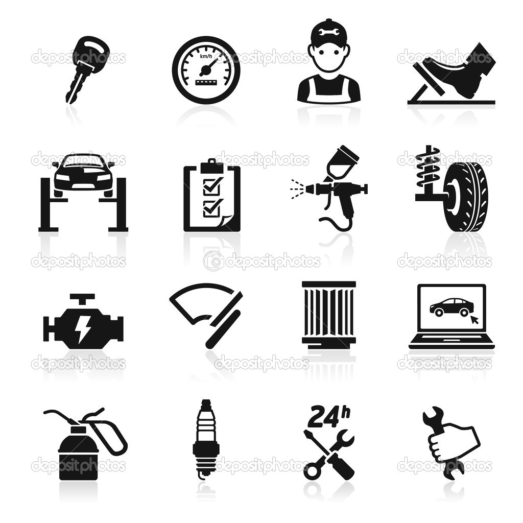 Car Service Maintenance Icon Set  Vector Illustration    Stock
