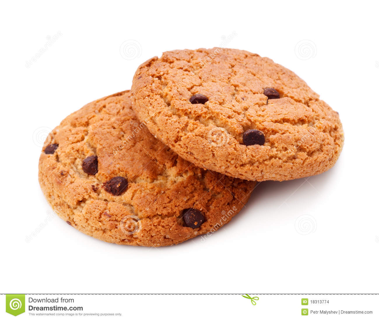 Chocolate Chip Cookies Isolated On White Background 