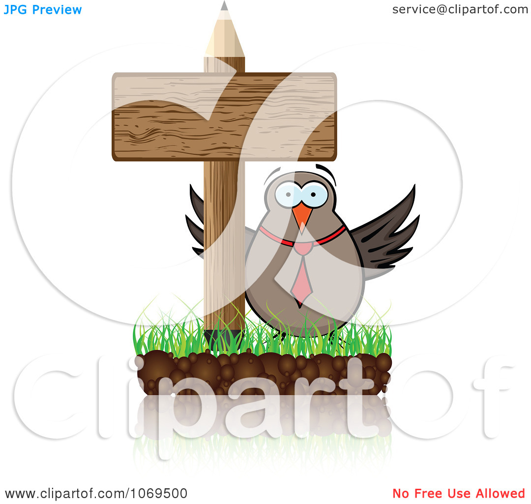Clipart Owl And Pencil Sign   Royalty Free Vector Illustration By