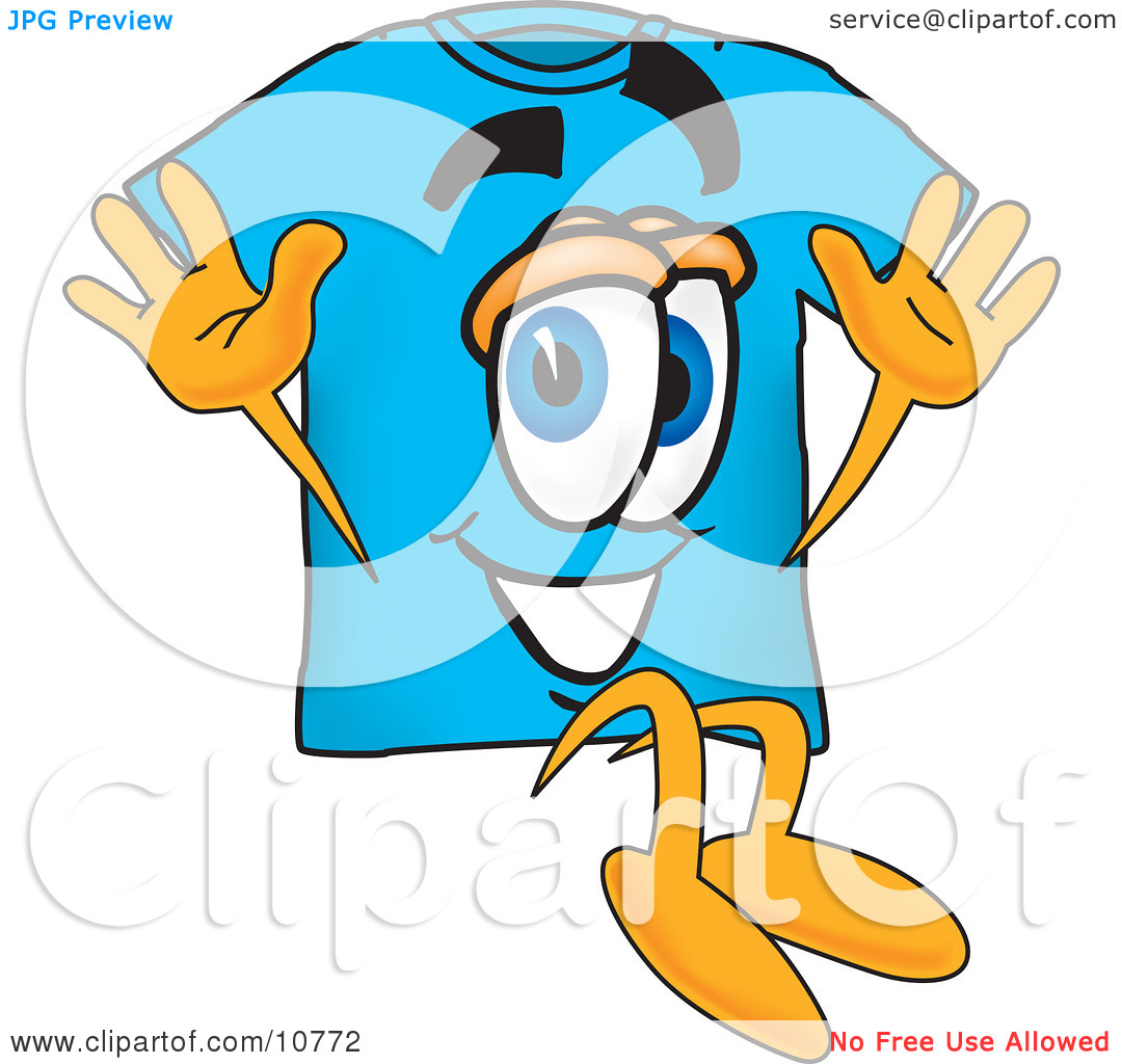 Clipart Picture Of A Blue Short Sleeved T Shirt Mascot Cartoon