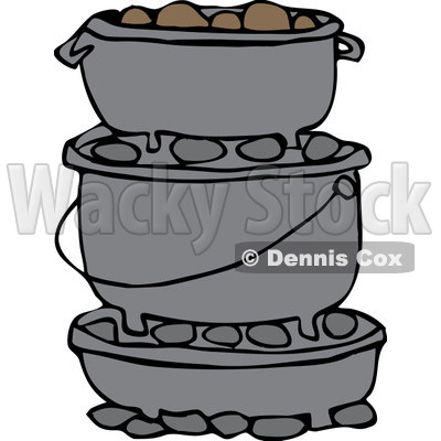 Clipart Stack Of Dutch Ovens   Royalty Free Vector Illustration