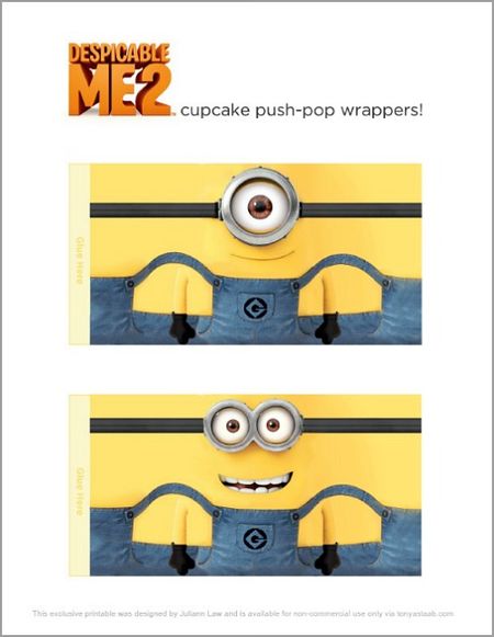 Despicable Me 2 Party  Push Up Cupcakes  Free Printable    Create