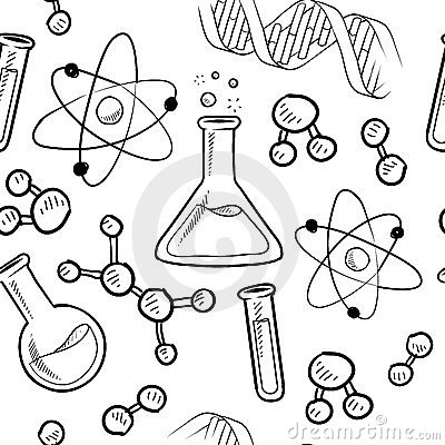 Doodle Style Seamless Science Or Laborator Background Illustration In