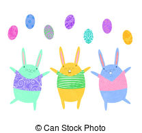 Easter Bunnies Juggling Eggs   Three Dancing Easter Bunnies