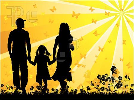 Illustration Of Family Silhouette Walk On Park Eps 10 Vector File