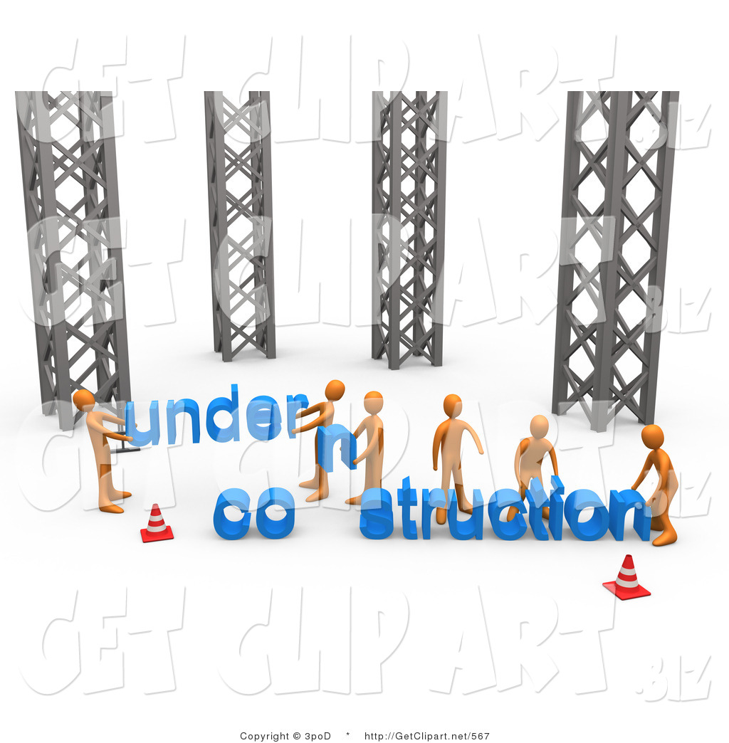 Larger Preview  3d Clip Art Of A Group Of Orange Men Working Together