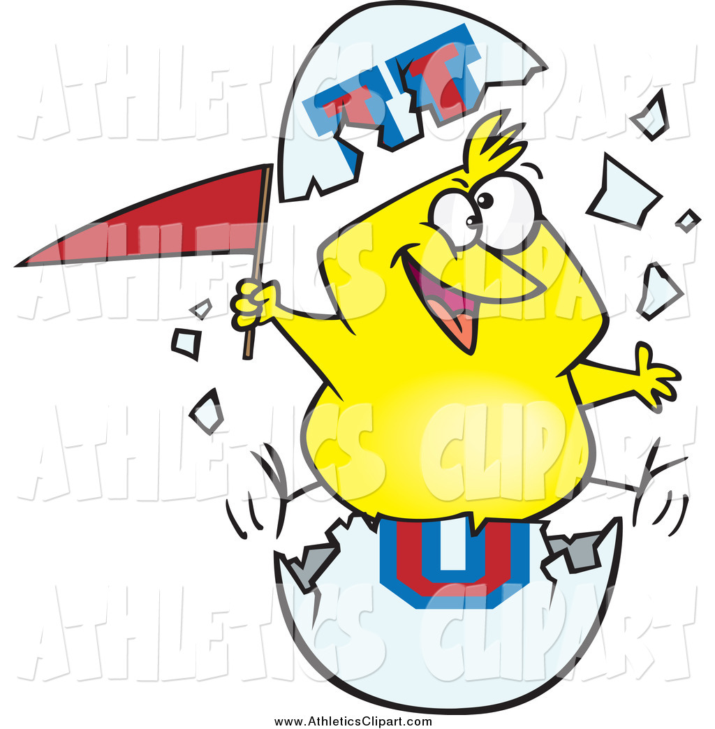 Larger Preview  Clip Art Of A Freshmen Chick With A Flag In An Egg    