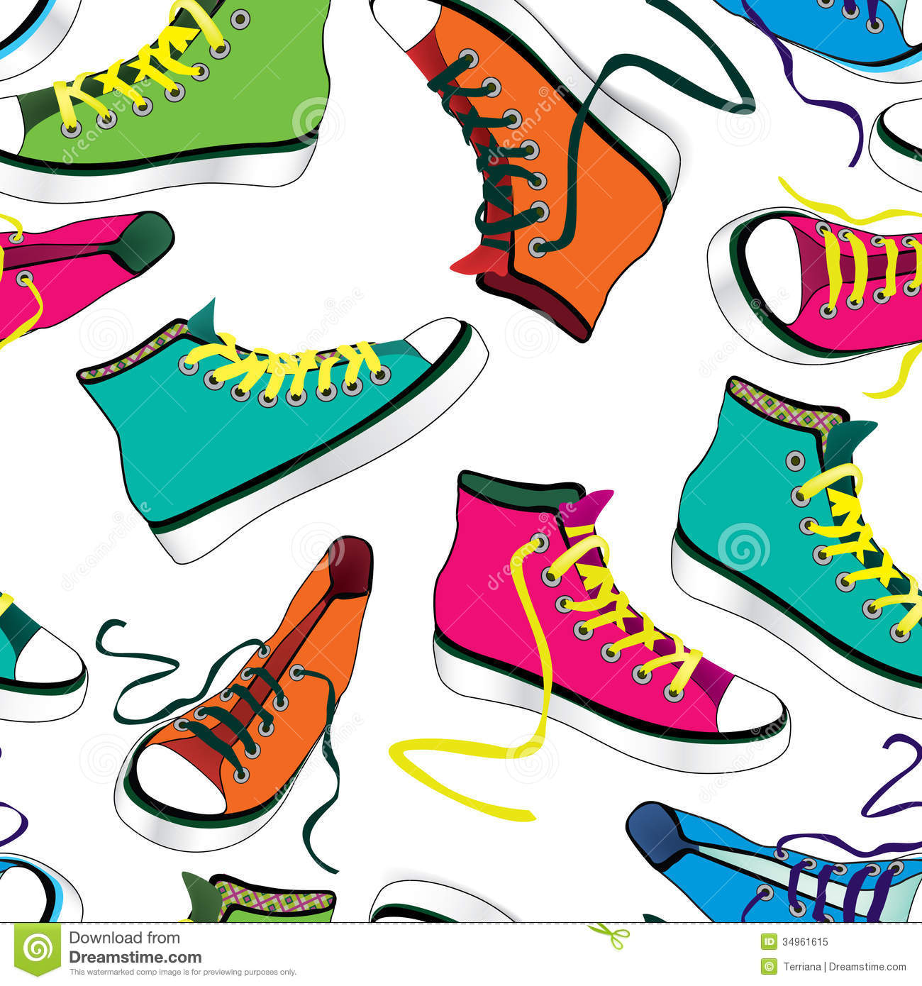 Pair Of Sport Sneakers Seamless Pattern  Hand Drawn Stylish Royalty    