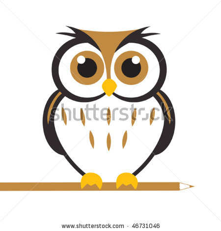 Picture Of A Cartoon Owl Sitting On A Pencil Perch In A Vector Clip    