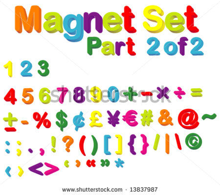 Punctuation Marks Clipart Vector Magnets Set  Part 2 Of