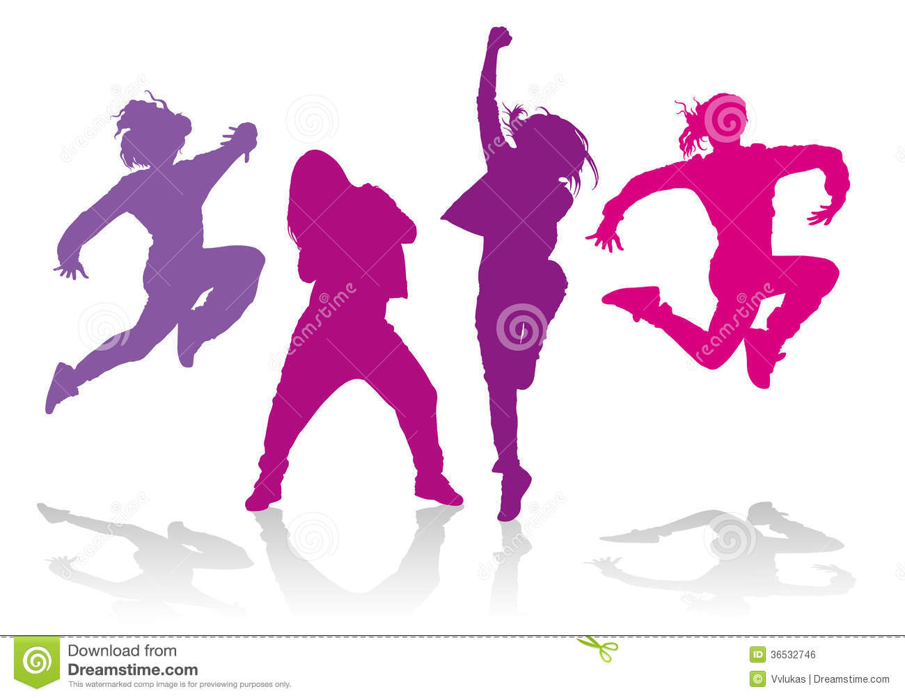 Royalty Free Stock Image  Silhouettes Of Girls Dancing Hip Hop Dance