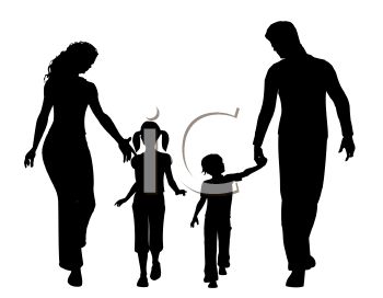Silhouette Of A Family Holding Hands   Royalty Free Clip Art