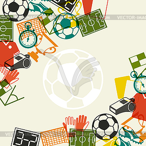 Sports Background With Soccer  Football  Flat Icons   Stock Vector