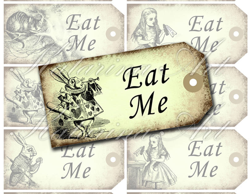 Alice In Wonderland Eat Me Tags  Mad Hatter Tea By Katarinaart