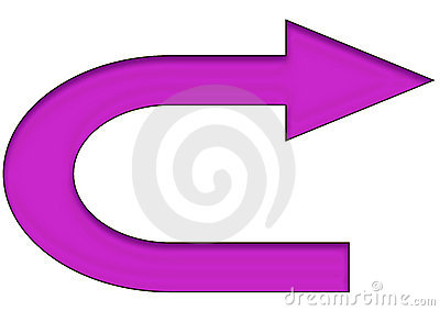 Arrow Moving In A Curved Direction In A White Background 