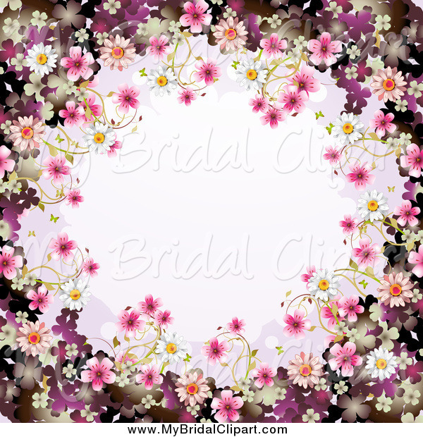 Bridal Clipart Of A Pink Blossom Wedding Border By Merlinul    941