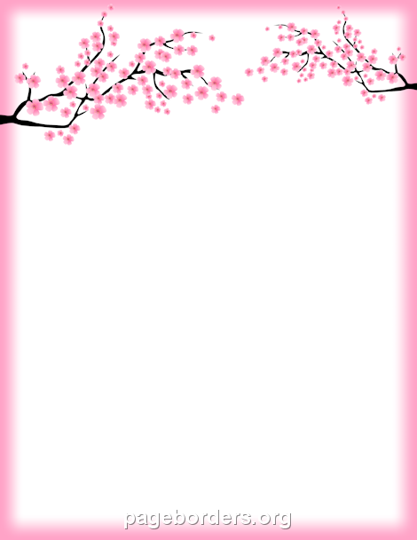 Cherry Blossom Border  Clip Art Page Border And Vector Graphics
