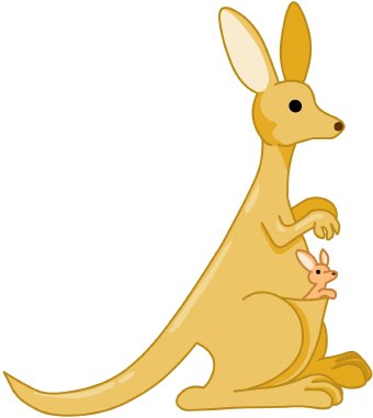 Clip Art Of A Brown Mother Kangaroo With A Baby Joey Looking Out Of