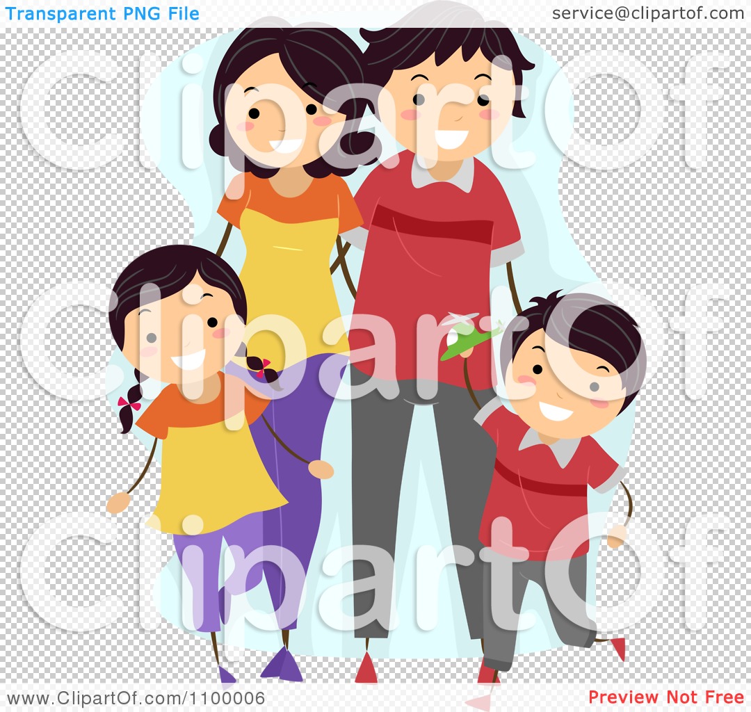 Clipart Happy Matching Family Walking Together   Royalty Free Vector    